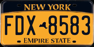 NY license plate FDX8583