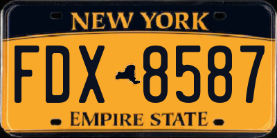 NY license plate FDX8587