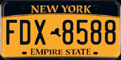 NY license plate FDX8588