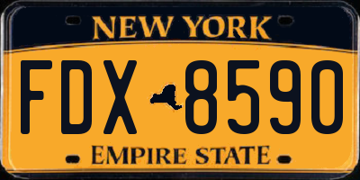 NY license plate FDX8590