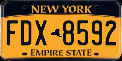 NY license plate FDX8592