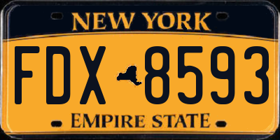NY license plate FDX8593