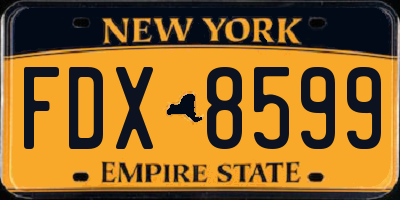 NY license plate FDX8599