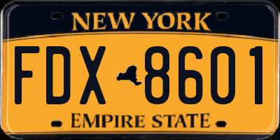 NY license plate FDX8601