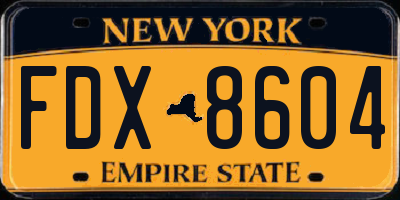 NY license plate FDX8604