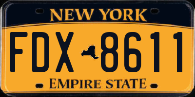 NY license plate FDX8611