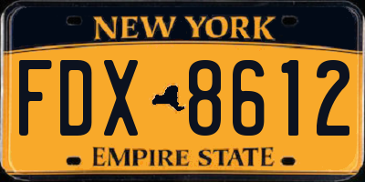 NY license plate FDX8612