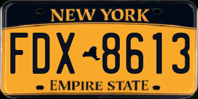 NY license plate FDX8613