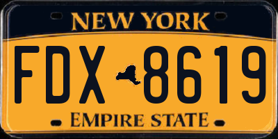 NY license plate FDX8619