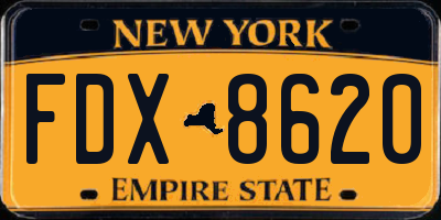 NY license plate FDX8620