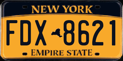 NY license plate FDX8621