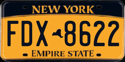 NY license plate FDX8622