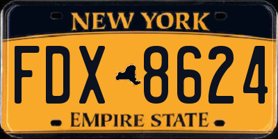 NY license plate FDX8624