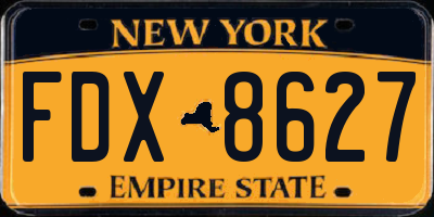 NY license plate FDX8627