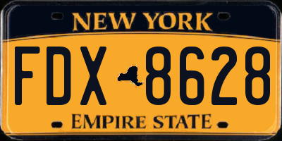 NY license plate FDX8628