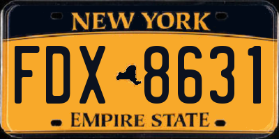 NY license plate FDX8631