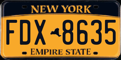 NY license plate FDX8635