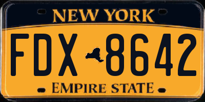 NY license plate FDX8642