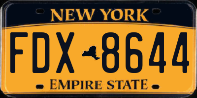 NY license plate FDX8644