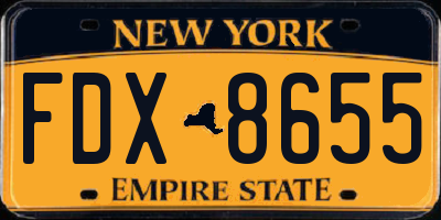 NY license plate FDX8655