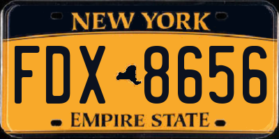 NY license plate FDX8656