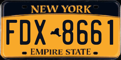 NY license plate FDX8661
