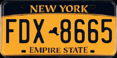 NY license plate FDX8665