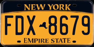 NY license plate FDX8679