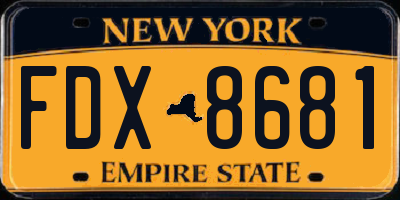 NY license plate FDX8681