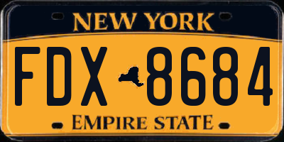 NY license plate FDX8684