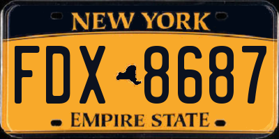 NY license plate FDX8687