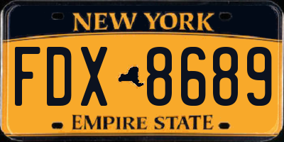 NY license plate FDX8689