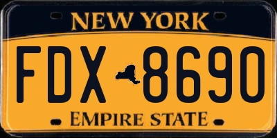 NY license plate FDX8690
