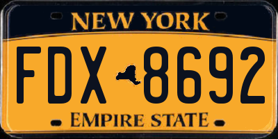 NY license plate FDX8692