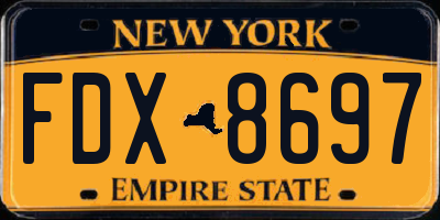 NY license plate FDX8697