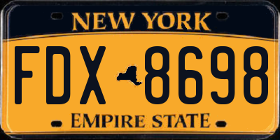NY license plate FDX8698