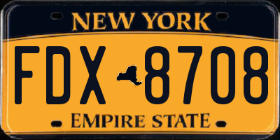 NY license plate FDX8708