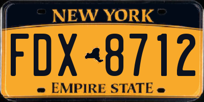 NY license plate FDX8712