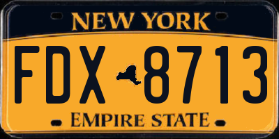 NY license plate FDX8713