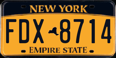 NY license plate FDX8714