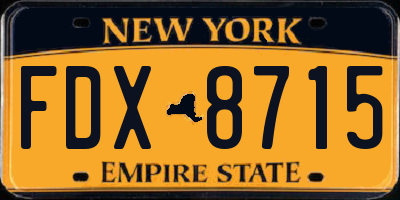 NY license plate FDX8715