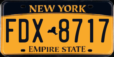 NY license plate FDX8717