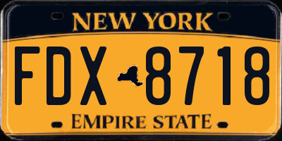 NY license plate FDX8718