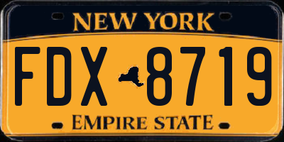 NY license plate FDX8719