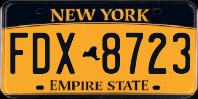 NY license plate FDX8723