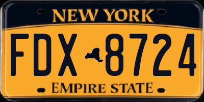 NY license plate FDX8724