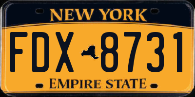NY license plate FDX8731