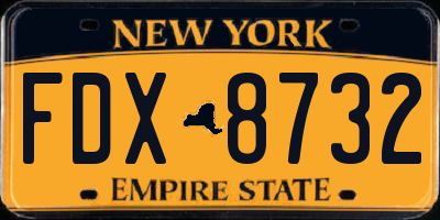 NY license plate FDX8732