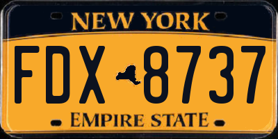 NY license plate FDX8737