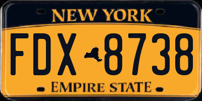 NY license plate FDX8738